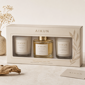 ชุดกล่องน้ำหอมปรับอากาศในบ้าน AIKUN พร้อมภาชนะเซรามิกเคลือบผิวสัมผัสพิเศษ ก้านไม้หอมหวายธรรมชาติ ขายส่ง - Product Image 3