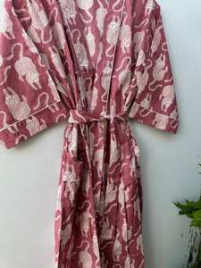 Robe kimono en coton à imprimé animalier bohème, élégante et décontractée, pour femmes - Product Image 5