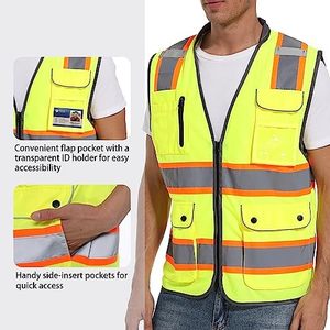 Chaleco de Seguridad de Alta Visibilidad Personalizado, Ropa de Trabajo Reflectante, Chaleco de Seguridad ANSI de Neón - Product Image 3