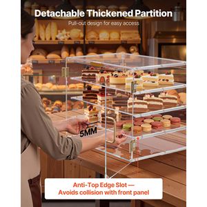 Vetrina Espositiva Commerciale a 4 Livelli per Pasticceria, in Acrilico Trasparente e MDF, da Banco, per Dolci e Pane, Ideale per Centri Commerciali e Feste - Product Image 5