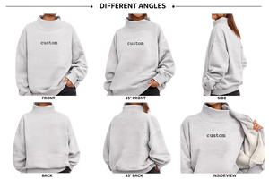 Custom Women’s Oversized Mock Neck Sweatshirt Casual Loose <b>Pullover</b> Fleece Crewneck Long Sleeve Streetwear <b>Jumper</b> sweatshirt - Product Image 6