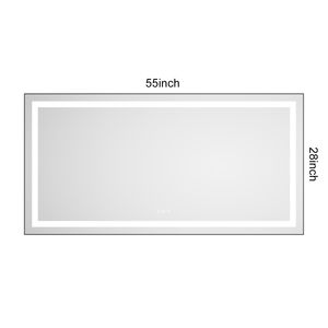 Specchio LED da Bagno 55 X 28 Pollici con Illuminazione Frontale e Posteriore, Montaggio a Parete, Cornice in Alluminio, Antiappannamento, Memoria, 3 Anni di Garanzia - Product Image 6