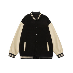 เสื้อแจ็คเก็ตเบสบอลแบบ Letterman สำหรับผู้ใหญ่และเยาวชน  ผ้าฟลีซสีสันสดใส สไตล์สตรีทแวร์ ลายการ์ตูนเสือดาว ลายจุด - Product Image 1