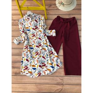 DESIGNER DIGITAL PRINT WORK KURTI AVEC PALAZZO MAROON - Product Image 1
