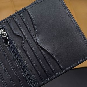 <b>Zipper</b> Pocket Men <b>Wallet</b> Black Leather Bifold Smooth Card Slots Plain Design Interior Compartment Cash Storage Classical Useful - Product Image 4