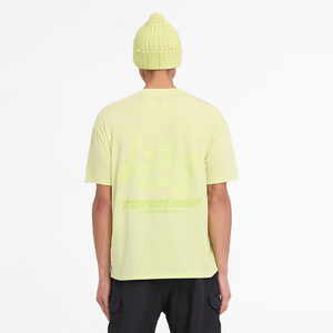 เสื้อยืดคอกลมแขนสั้นสีเหลืองอ่อนสำหรับผู้ชายพร้อมพิมพ์ตัวอักษรด้านหน้าเสื้อเชิ้ตผ้าฝ้ายเจอร์ซีย์ทรงพอดีตัวแบบลำลอง - Product Image 6