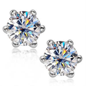 Pendientes Pequeños de Moissanita de 0.50 CT, Plata de Ley 925, Corte Brillante, Regalo de Lujo para Mujer, Aniversario o Compromiso - Product Image 1