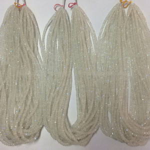 Collier de luxe en pierres semi-précieuses, perles facettées en pierre de lune arc-en-ciel blanche naturelle de 4 mm et 5 mm, en forme de rondelle - Product Image 3
