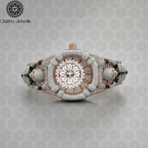 Montre de luxe vintage pour homme Charm_Jewells en acier inoxydable, boîtier de 40 mm, mouvement mécanique analogique, chronographe, accents de diamants, verre - Product Image 2