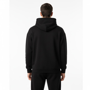 Sweat-shirt à capuche en molleton noir pour homme, coupe classique, décontracté, pour l'automne, tricoté, couleur unie, pull à capuche - Product Image 4