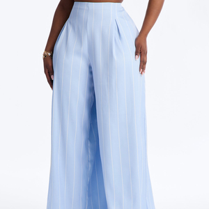 Women's Summer Elegant Party Palazzo Pants Elastic Waist Breathable Worsted Plain Dyed Solid Wide Leg Anti-Pilling Pants - Product Image 1