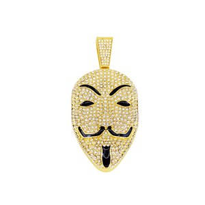 Moissanite Diamond Mask Pendant Necklace 925 Silver <b>Iced</b> Cuban Link <b>Chain</b> Hip Hop Jewelry Luxury Statement Gift - Product Image 1