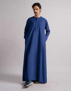 Modest Islamic prayer wear All seasons <b>Thobe</b> Solid color Middle East style Floor length prayer shirt - Product Image 4