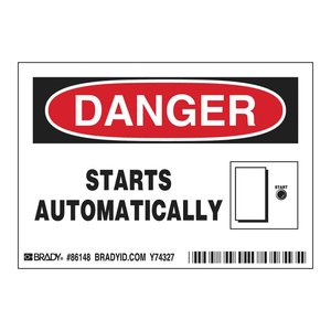 Étiquettes d'avertissement de sécurité autocollantes durables Brady avec gaufrage pour équipements automatiques - Product Image 1
