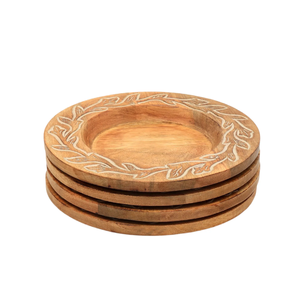 Wood Charger <b>Plate</b> 4 PCS Crafts Natural Wood Color Modern design Wood Charger <b>Plate</b> Best Price - Product Image 5