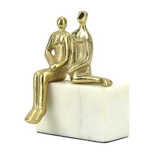 Golden Couple Figurine Aluminium Base Modern Artistic Tabletop Sculpture Handmade Eco-Friendly Durable for Theme Decor Living - Product Image 1