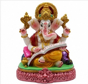 Sculpture de Ganesha en résine blanche polie Sulfax Trading, artisanat traditionnel, décoration religieuse pour la maison, le bureau, le temple, la table, Diwali - Product Image 4