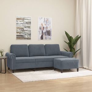 โซฟา 3 ที่นั่งสีเทาเข้มพร้อมสตูลวางเท้า เฟอร์นิเจอร์ห้องนั่งเล่นสุดหรู - Product Image 1