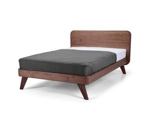 Premium Solid Teak Wood Platform <b>Bed</b> Frame with Slatted Headboard - Product Image 2