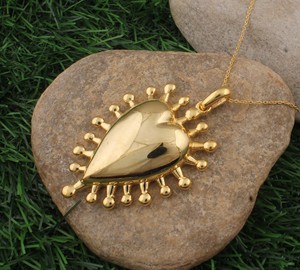 Pendentif Cœur Plaqué Platine en Argent Sterling 925 avec Sertissage Bezel, Bijoux Vintage, Vente en Gros, Prix Usine - Product Image 4