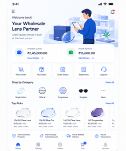 พอร์ทัลสั่งซื้อเลนส์ขายส่ง B2B ชั้นนำ และการพัฒนาแอปพลิเคชันมือถือสำหรับ Android iOS พร้อมโซลูชันเว็บไซต์ ระบบจัดการสินค้าคงคลัง และระบบจัดการลูกค้า - Product Image 2