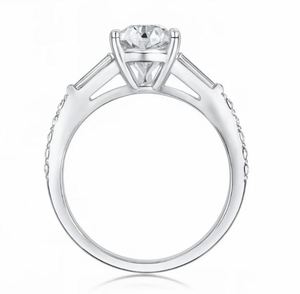 2 Carat Pear Moissanite Wedding Engagement <b>Ring</b> Sterling Silver Rhodium Plated Luxury Gemstone Jewelry - Product Image 2