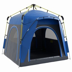 Tenda da Campeggio Automatica Idraulica per 4 Persone con Finestre e Porte, Montaggio Rapido, per Viaggi in Famiglia, Include Borsa per il Trasporto in Poliestere - Product Image 1