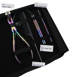 Professional Hair Extension Tools Kit Microbeads Crimping Remover TapeIn Plier Keratin Bond <b>Cutter</b> Hook Loop Comb Parting Finger - Product Image 4