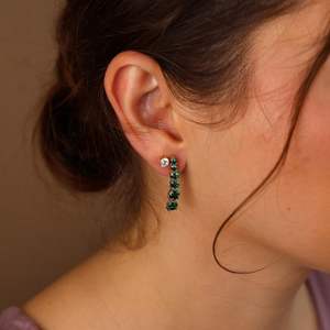 Pendientes colgantes de oro esmeralda, plata de ley 925, chapados en oro de 14 quilates, regalos de cumpleaños para ella, joyería de boda - Product Image 4