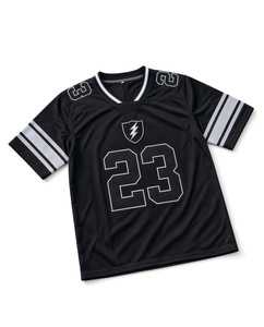 Maillot de football noir pour homme, manches courtes, col en V, numéro 23, design sportif, respirant, polyester, coupe classique - Product Image 3