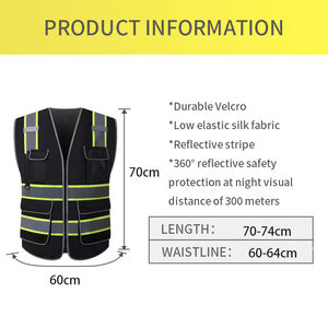 Gilet haute visibilité pour hommes, réflecteur, vêtements de travail industriels, 100% polyester, vert foncé, gilet de sécurité avec poches et fermeture éclair - Product Image 4