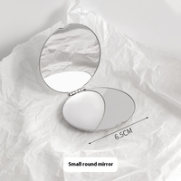 Miroir de maquillage pliable portable double face en acier inoxydable pour femme, finition argentée, mini, à emporter, personnalisé
