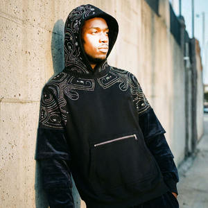 Sweat à capuche personnalisé pour homme, grande taille, coupe ample, épaules tombantes, épais, en polaire, coupe-vent, mélange de coton, 100 % coton - Product Image 5