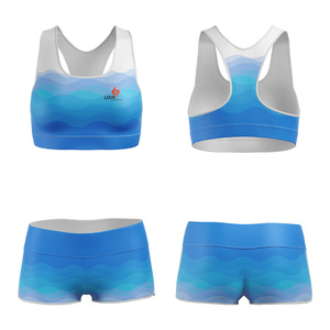 Conjunto de 2 Piezas para Yoga de Cintura Media, Top Corto con Cuello Redondo y Pantalones Cortos con Cinturón, Elástico en 4 Direcciones, Transpirable, de Secado Rápido, para Gimnasio - Product Image 1