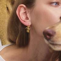 Ensemble de bijoux en acier inoxydable 316L étanche, plaqué or 18 carats PVD, collier et boucles d'oreilles avec pendentif chat, cadeau pour les amoureux des animaux