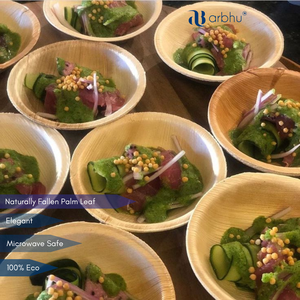 Bol en feuille d'arec écologique, naturel et original pour salades, aliments et fruits - Product Image 2