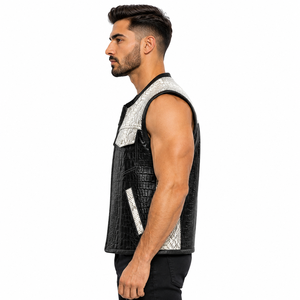 Men's for Embossed Adult All Seasons <b>Biker</b> Motorcycle Riding Vest - Product Image 4