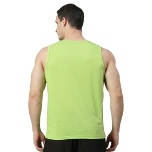 Débardeur vert sans manches pour homme, col rond, 100 % coton, uni, respirant, style streetwear, décontracté, sportswear, 180g - Product Image 3