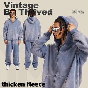 Épaissir polaire ample décontracté pull à capuche Cardigan pull hommes veste polyvalente hauts personnalisés imprimés sweats à capuche - Product Image 3