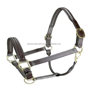 English Saddle Style <b>Leather</b> Horse Halter Premium <b>Leather</b> Cage <b>Harness</b> Equestrian Equipment with Brass Hardware Custom sizes - Product Image 5