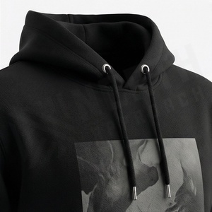 Ensemble de survêtement noir à capuche pour homme, sweat-shirt et pantalon en coton longs avec impression photo sur le devant, tenue décontractée pour l'automne - Product Image 4
