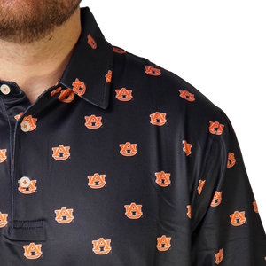 Chemise à manches courtes bleu marine pour homme avec imprimé ours de dessin animé orange, style décontracté, coupe régulière, tricotée, séchage rapide - Product Image 2