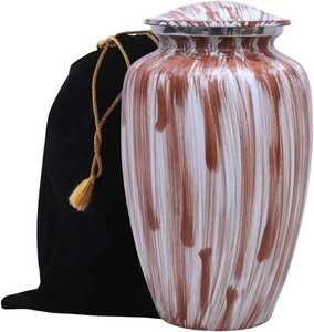 Urne funéraire en acier brossé avec bande décorative florale et design métallique contemporain - Product Image 3