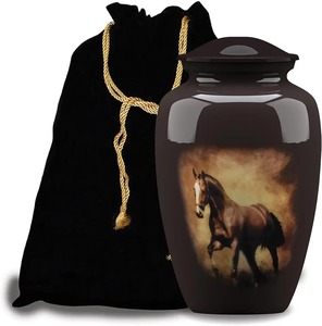 Urna Grande de Aluminio Negra para Cremación de Caballos, Urna Decorativa para Cenizas Funerarias, Urna Negra para Cenizas de Hombres y Mujeres - Product Image 1