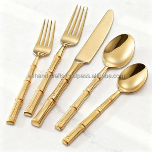 Juego de cubiertos de latón satinado estilo bistró francés con mango ancho tipo pala, juego de cubiertos dorados cepillados para restaurante gourmet - Product Image 3