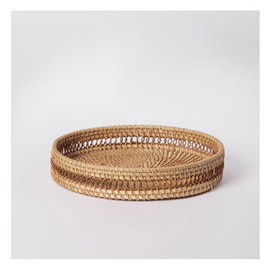 Bandeja de Servir Rústica de Lujo de Ratán, Hecha a Mano, con Asa de Madera Natural, Organizador de Aperitivos y Té, Calidad Premium para Mesa de Comedor en el Hogar - Product Image 2