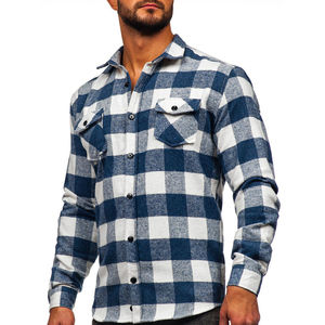 Winter Mens Plaid Flannel Cotton Shirts Thick Fleece <b>Jacket</b> Quilted Lined Long Sleeve Red <b>Checkered</b> Shirt for Man - Product Image 4