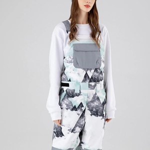 Salopette de ski pour femme, imprimé montagne, imperméable 10 000 mm, polyester isolé 180 g, pantalon de neige avec fermeture éclair -Tex - Product Image 5