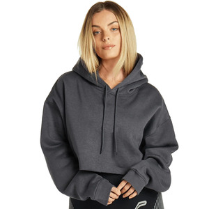 Sudadera Corta con Capucha para Mujer, Manga Larga, Color Sólido, Tejido de Algodón, Ropa de Otoño - Product Image 1