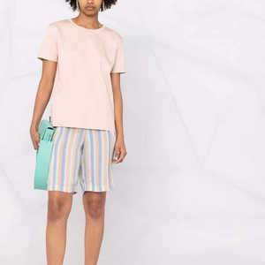 Camiseta de Mujer Ecológica de Algodón Rosa Claro, Casual, de Verano, Cuello Redondo, Manga Corta, Secado Rápido, Transpirable, Lisa - Product Image 3